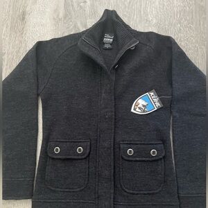 Women's Black Wool-Blend Zip Cardigan Jacket